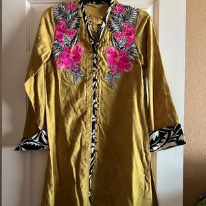 Women’s jacquard kurti yellow-green size xs